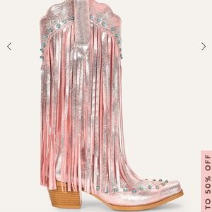 Pink tassel fringe cowgirl boots